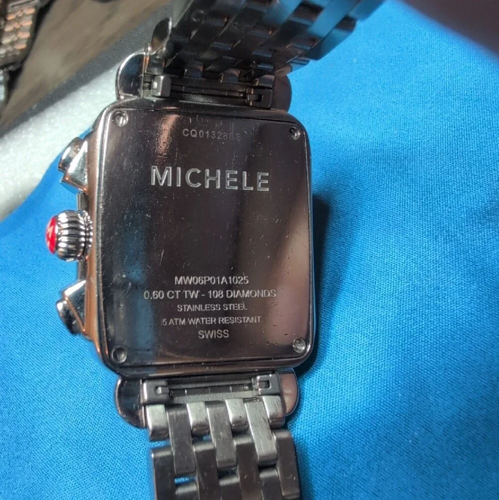 Michele deco  Stainless Steel Case And .60CT Diamond Accents Bracelet Watch